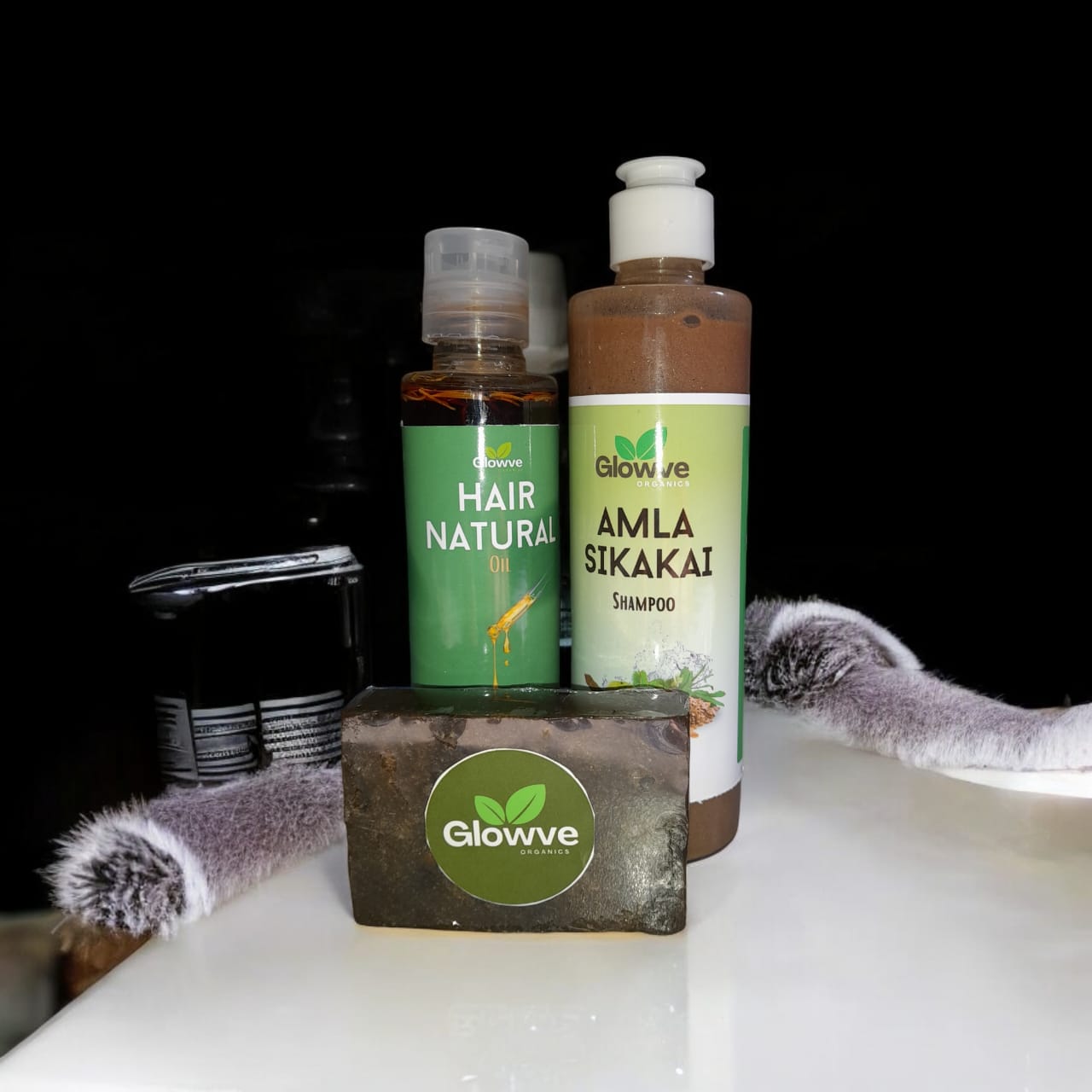 Shampoo, Organic Oil & Whitening Soap Bundle